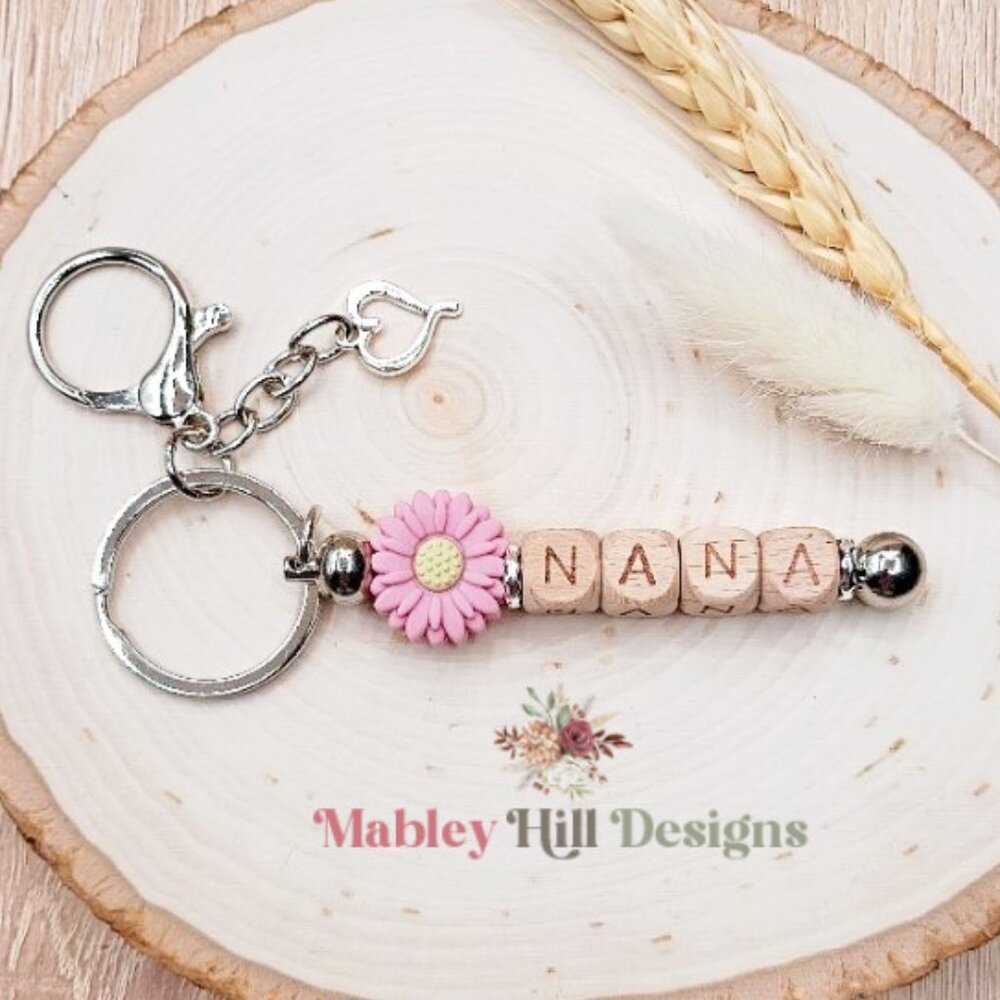 Nana Keychain - Boho Daisy Nana Keychain - Nana Bag Charm - New Nana Gift - NEW!